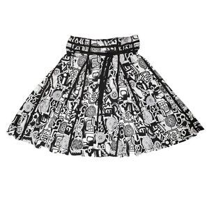 Lapis Skirt Sz M Women's White Black Print A-Line Full Pull On  Stretch Comfort